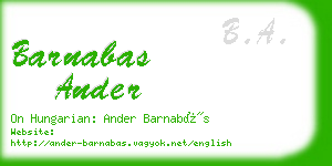 barnabas ander business card
